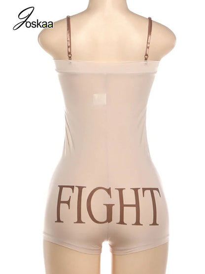 Women's Backless Sleeveless Bodycon Romper Khaki – Detail View