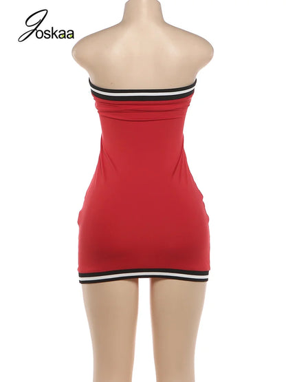 Women's Striped Strapless Sleeveless Bodycon Mini Dress - Detail View 4