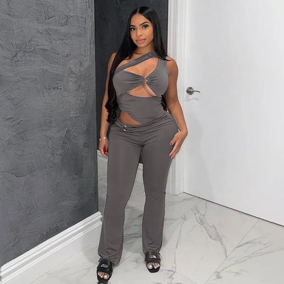 Women's Ruched Backless Cutout Sleeveless Romper - Detail View 9