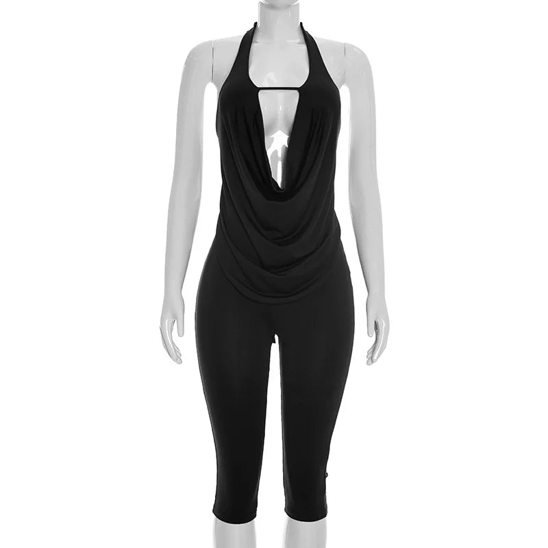 Joskaa Backless Halter Crop Two Piece Set - two piece set image 5