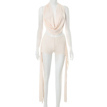 Wholesale Women's Backless Halter Two Piece Set