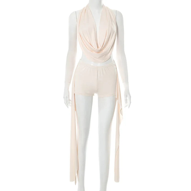 Wholesale Women's Backless Halter Two Piece Set