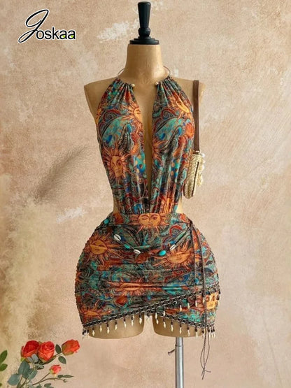 Wholesale Women's Mesh Backless Halter Mini Dress – Women's Fashion Wholesale – Front View