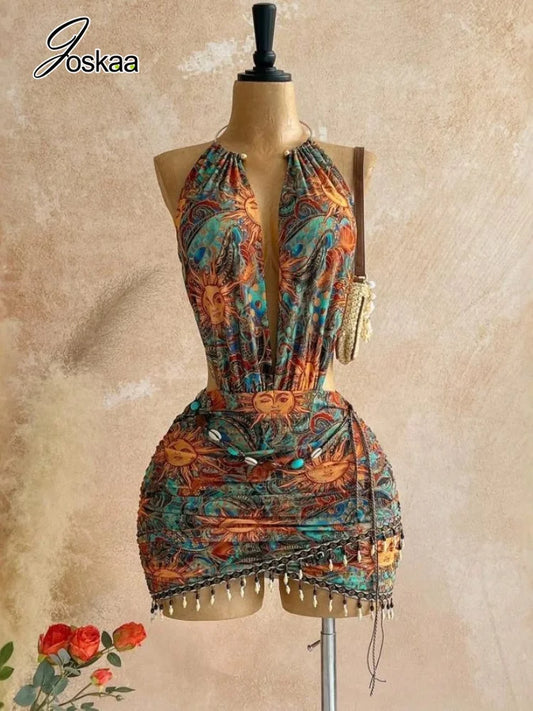 Wholesale Women's Mesh Backless Halter Mini Dress – Women's Fashion Wholesale – Front View