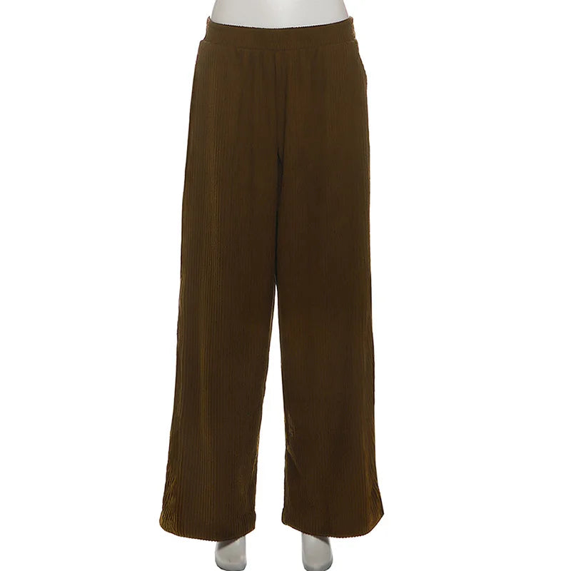 Women's High Waist Flare Wide Leg Solid Pants