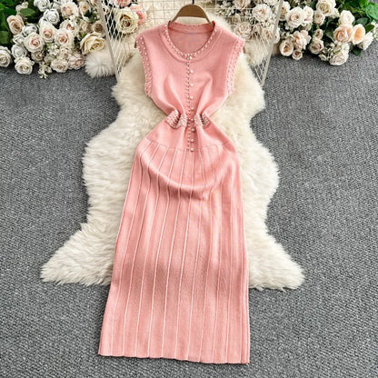Women's Sleeveless Pleated Bodycon Dress