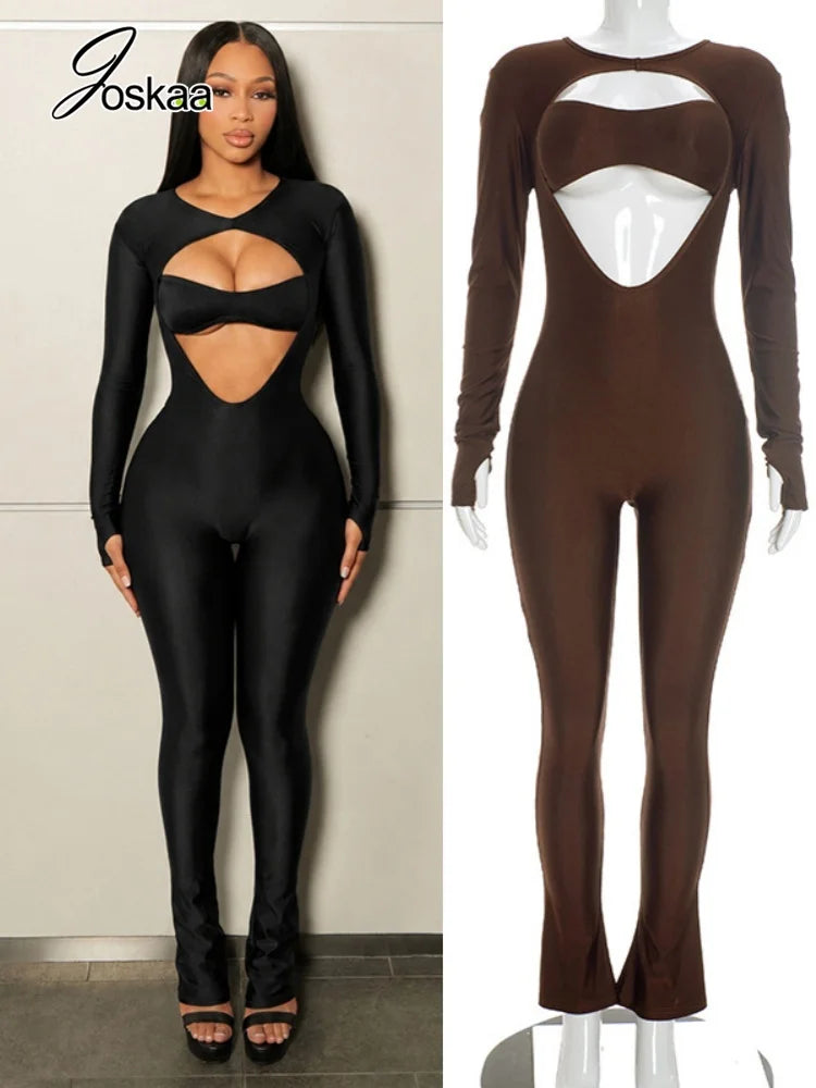 Women's Cutout Strapless Zip Up Long Sleeve Romper - Women's Fashion Wholesale - Front View