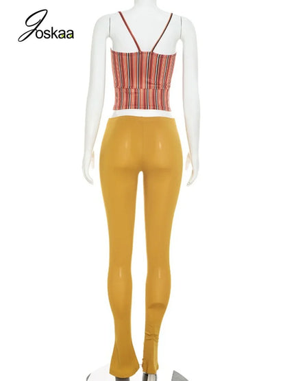 Women's Cutout Sleeveless Wide Leg Two Piece Set - Detail View