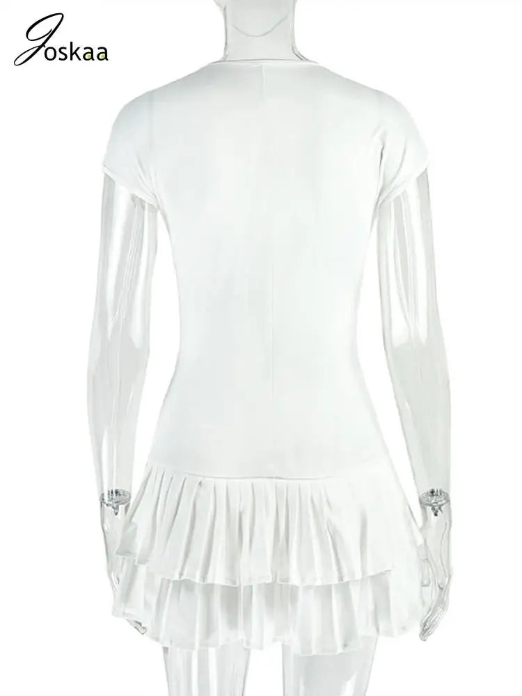 Wholesale Women's Short Sleeve Bodycon Mini Dress White – Detail View