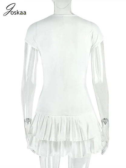 Wholesale Women's Short Sleeve Bodycon Mini Dress White – Detail View
