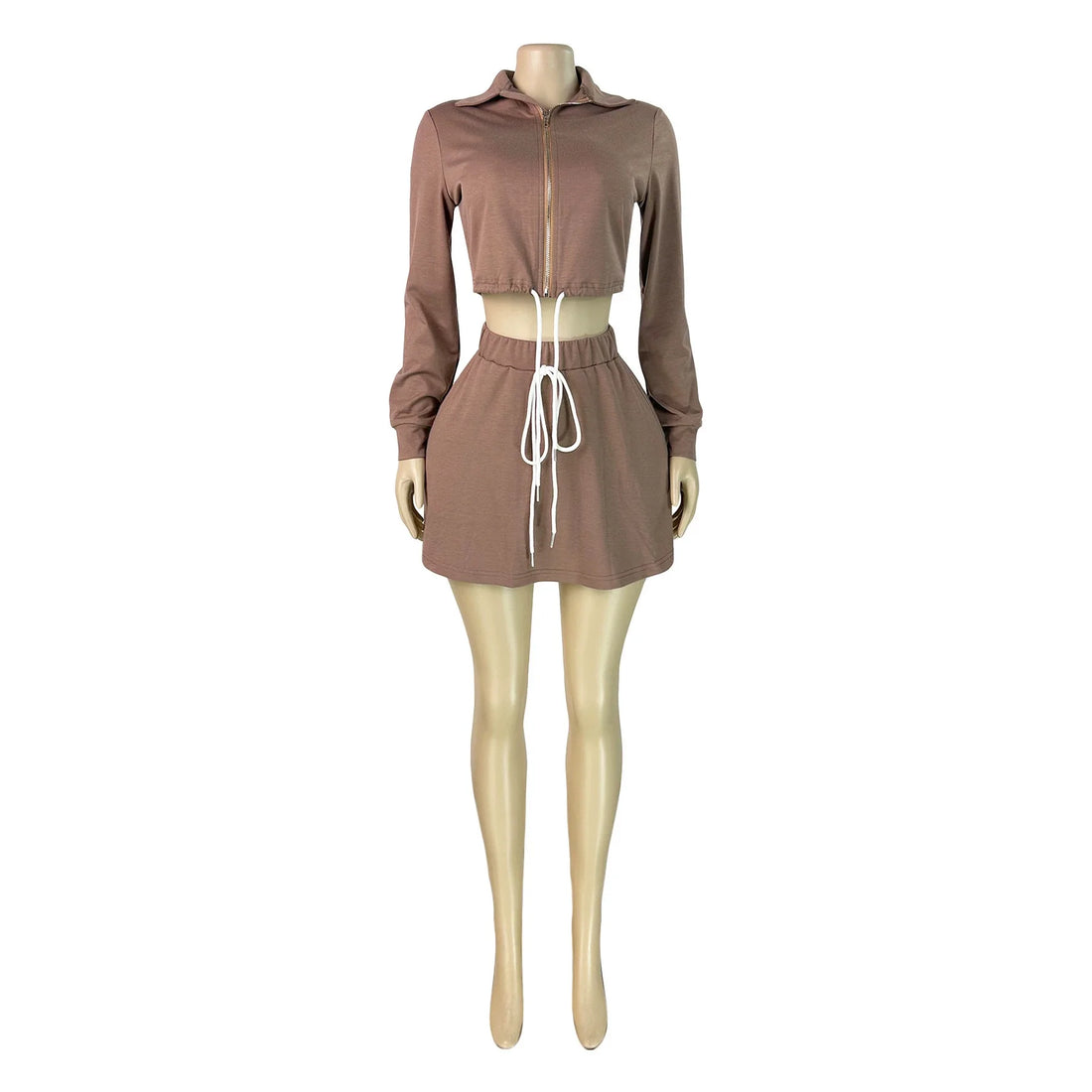 Women's Zip Up Long Sleeve Two Piece Set - Additional View 7