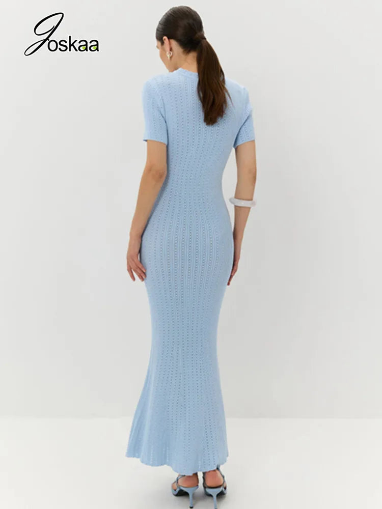 Women's Lace Knit Cutout Short Sleeve Maxi Dress White – Side View