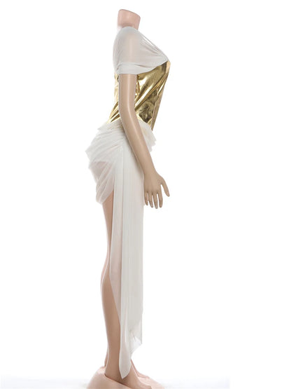 Joskaa Mesh Ruched Sleeveless Bodycon Two Piece Set - two piece set image 3