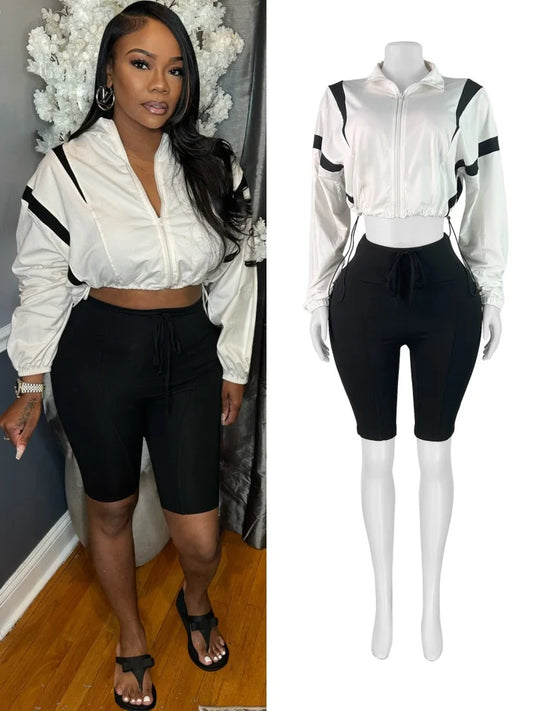 Wholesale Women's Zip Color Block Two Piece Set – Women's Fashion Wholesale – Front View