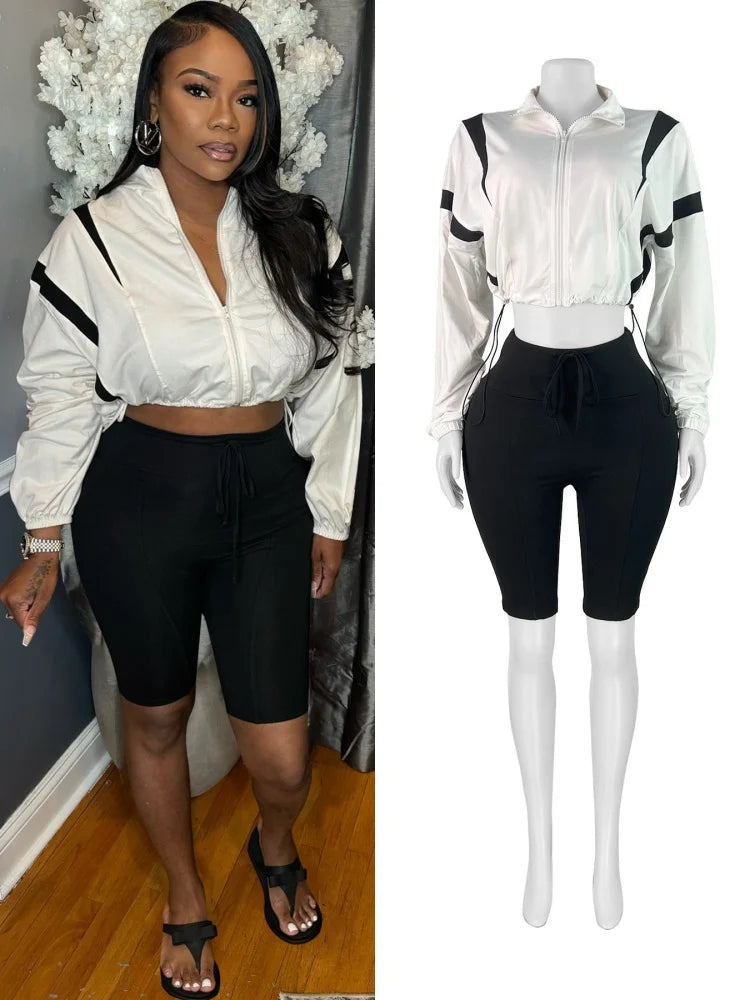Wholesale Women's Zip Color Block Two Piece Set – Women's Fashion Wholesale – Front View