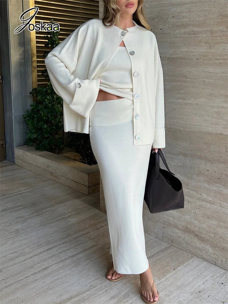 Women's Knit Long Sleeve Maxi Two Piece Set – Women's Fashion Wholesale – Front View