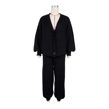 Women's Knit Long Sleeve Ribbed Two Piece Set