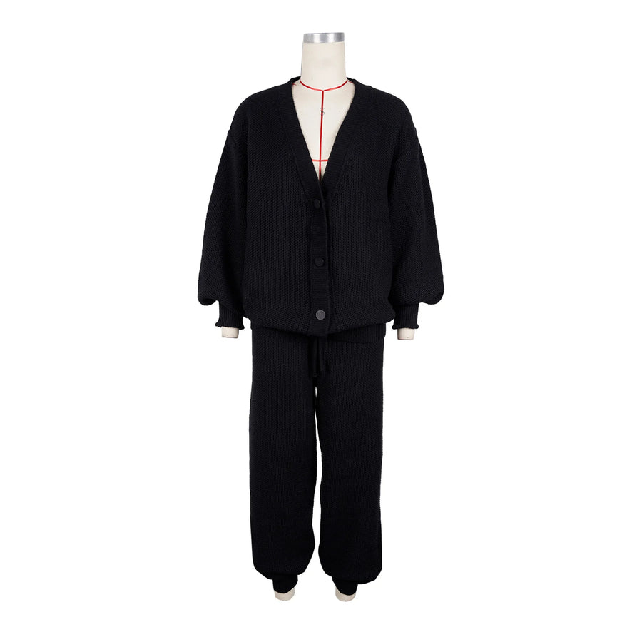 Women's Knit Long Sleeve Ribbed Two Piece Set