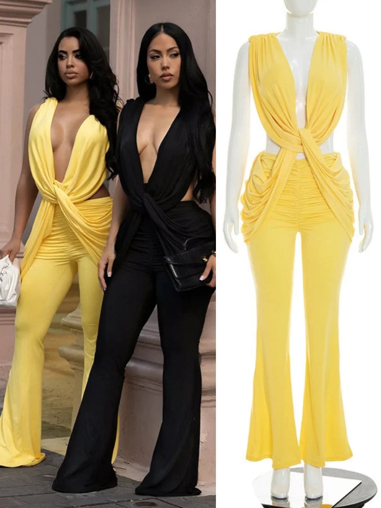 Women's Ruched Backless Sleeveless Romper – Women's Fashion Wholesale – Front View