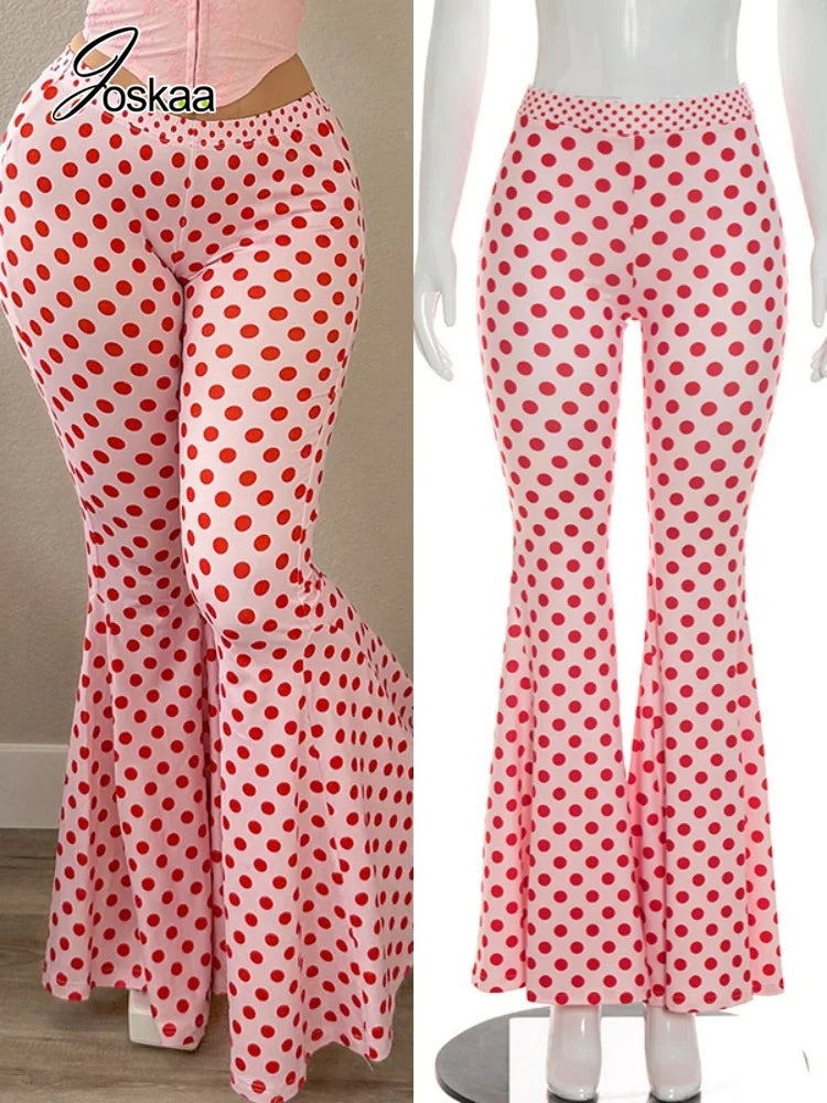 Women's Polka Dot Bodycon Flare Wide Leg Pants – Women's Fashion Wholesale – Front View