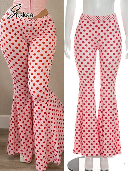 Women's Polka Dot Bodycon Flare Wide Leg Pants – Women's Fashion Wholesale – Front View