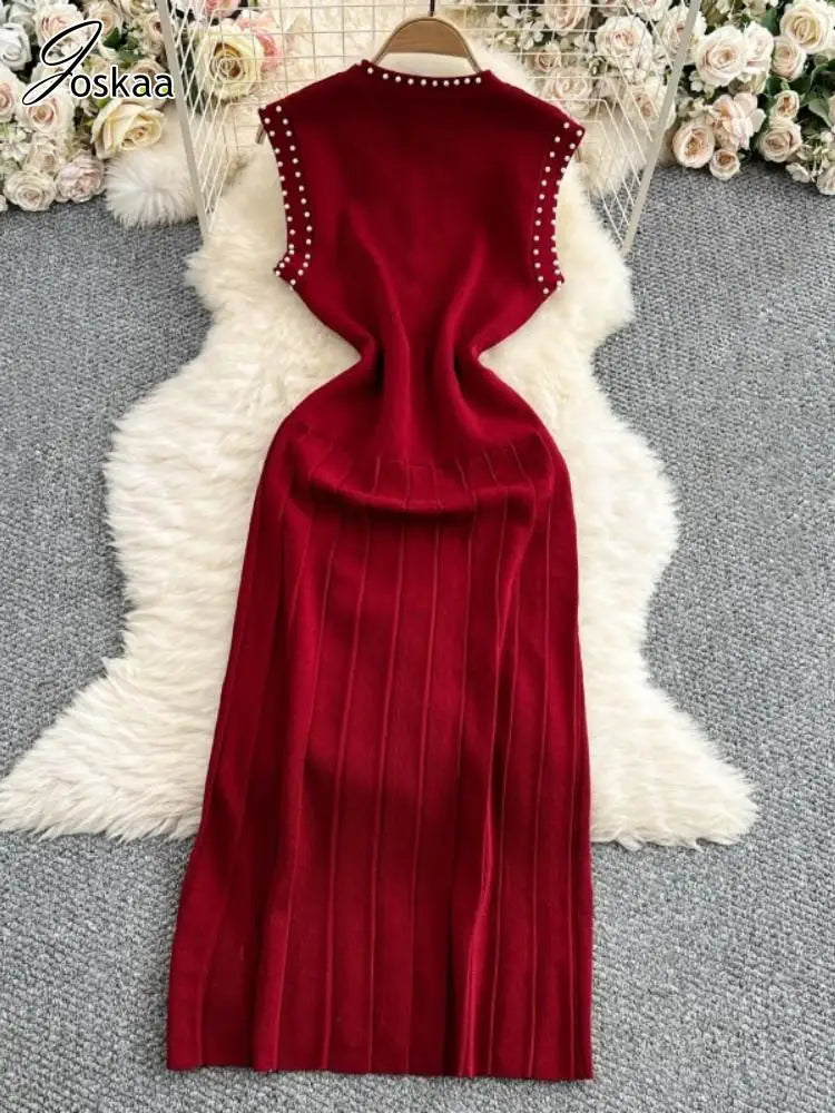 Women's Sleeveless Pleated Bodycon Dress Creamy White – Front View