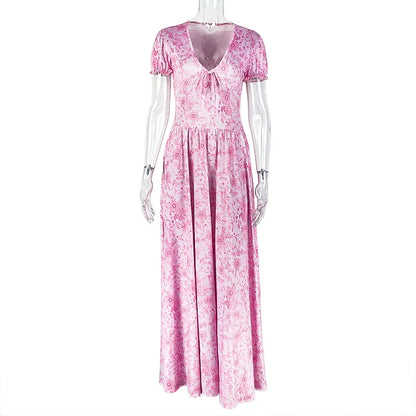 Women's Floral Print Ruched Maxi Bikini Set