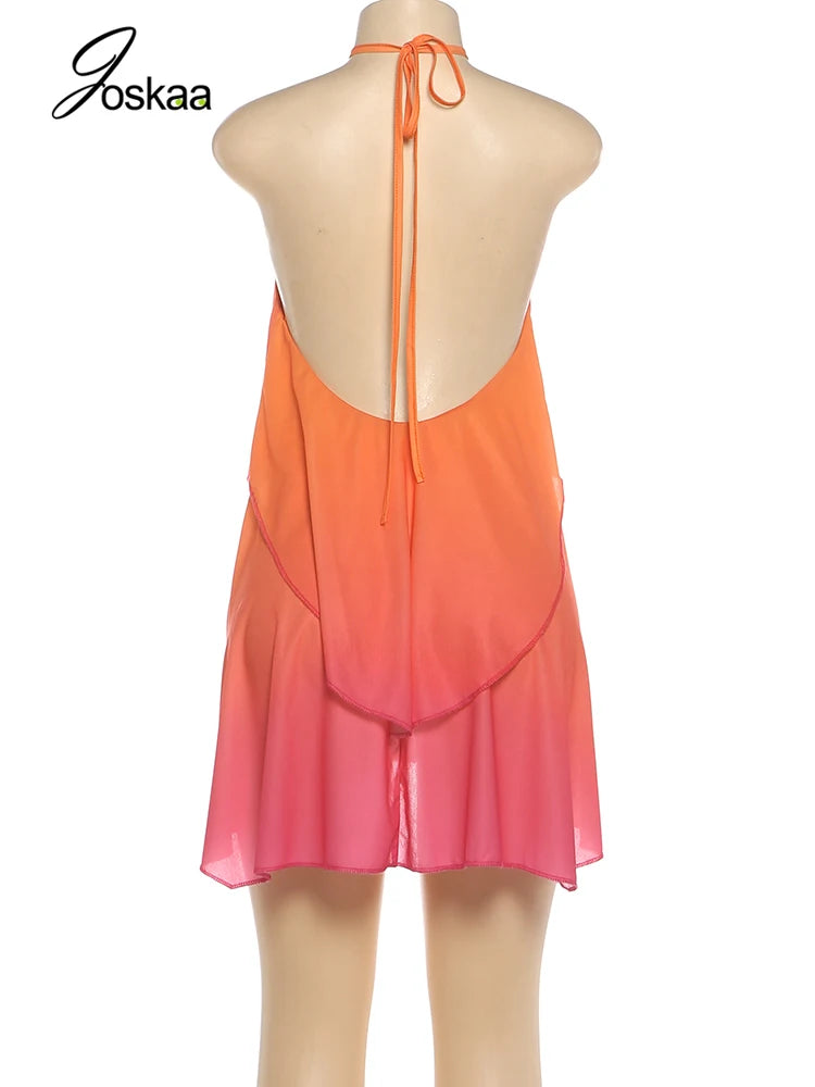 Women's Lace Backless Halter Bodycon Mini Dress Rose Red – Detail View