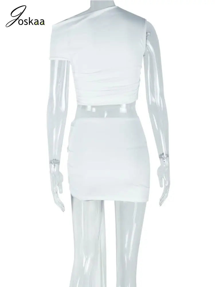 Women's Crop Mini Chic and Elegant Two Piece Set White – Detail View