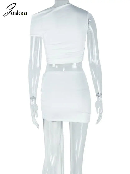 Women's Crop Mini Chic and Elegant Two Piece Set White – Detail View