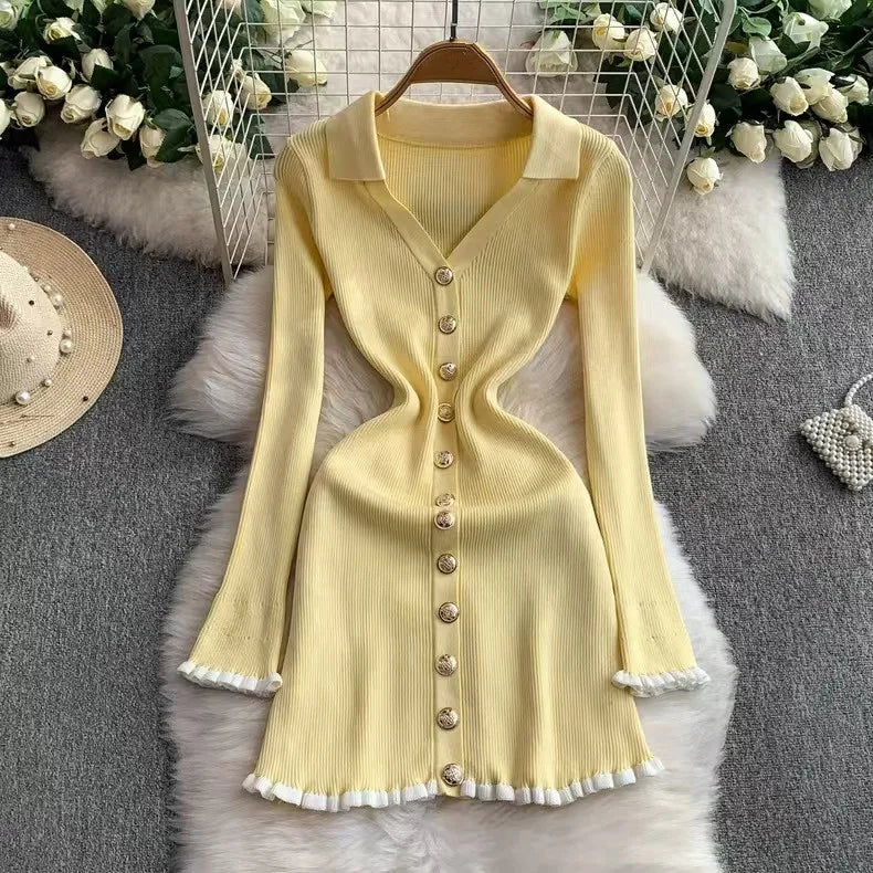 Joskaa Ribbed Knit Long Sleeve Bodycon Mini Dress - mini dress image 5