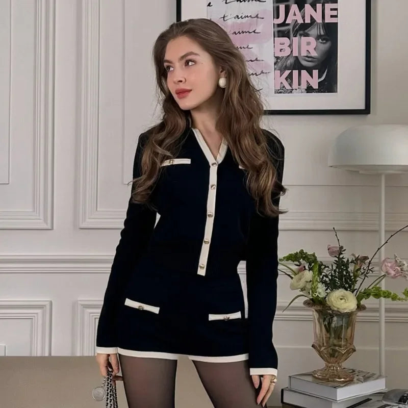 Women's Knit Long Sleeve Ribbed Two Piece Set