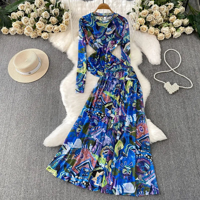 Women's Mesh Long Sleeve High Waist Two Piece Set