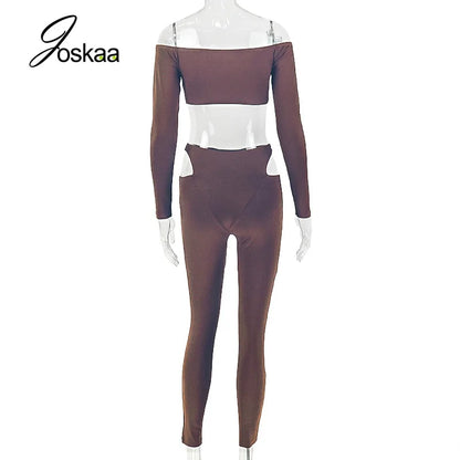 Women's Cutout Long Sleeve Bodycon Two Piece Set - Detail View