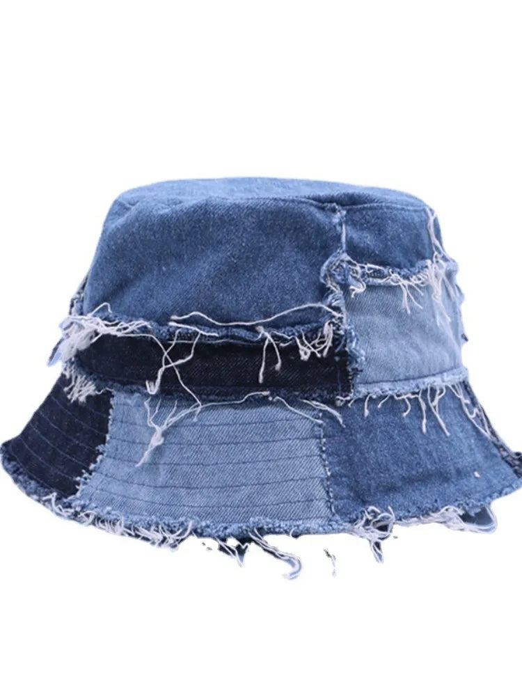 Women's Distressed Denim Patchwork Pants
