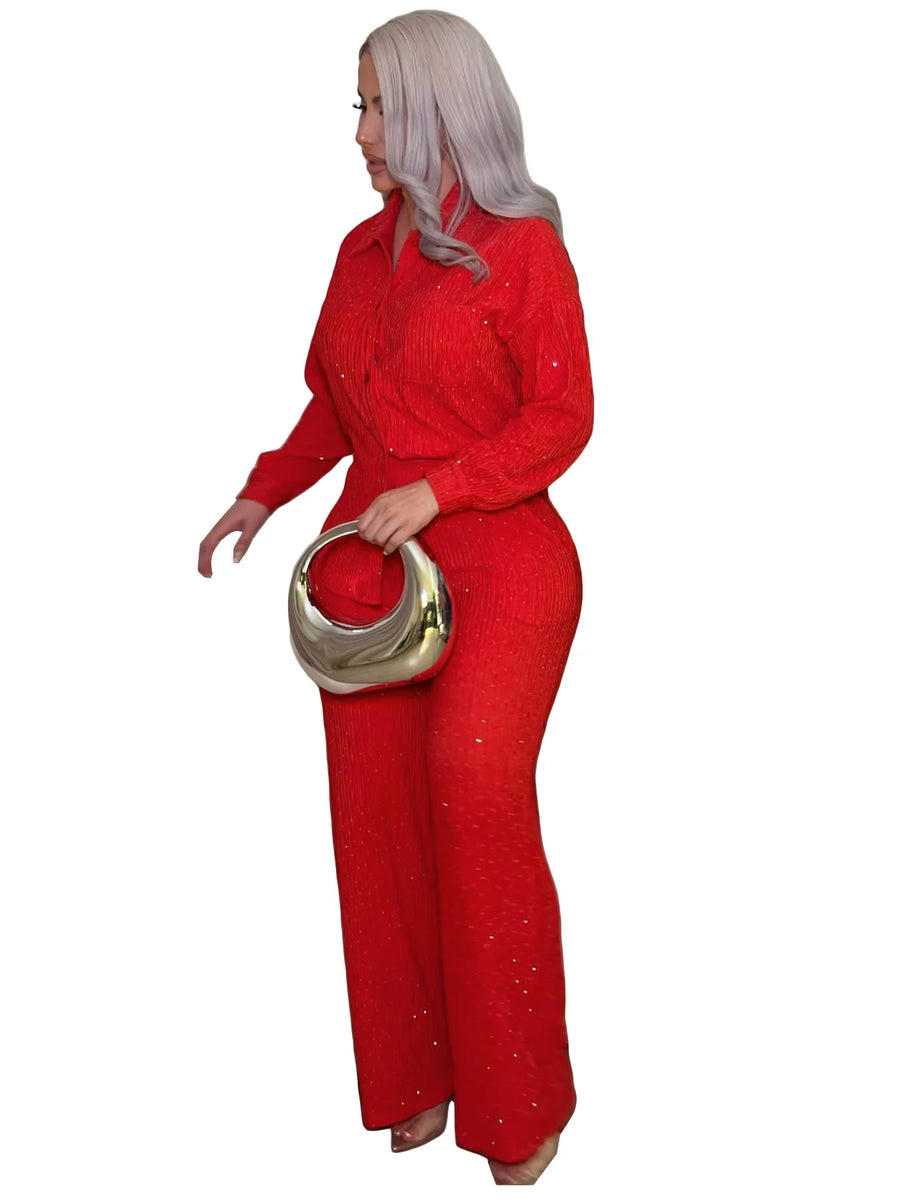 Women's Long Sleeve Wide Leg Two Piece Set - Additional View 11