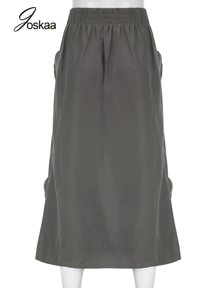 Women's High Waist Zip Harajuku Cargo Skirt 193 – Detail View
