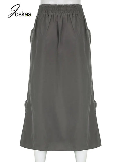 Women's High Waist Zip Harajuku Cargo Skirt 193 – Detail View
