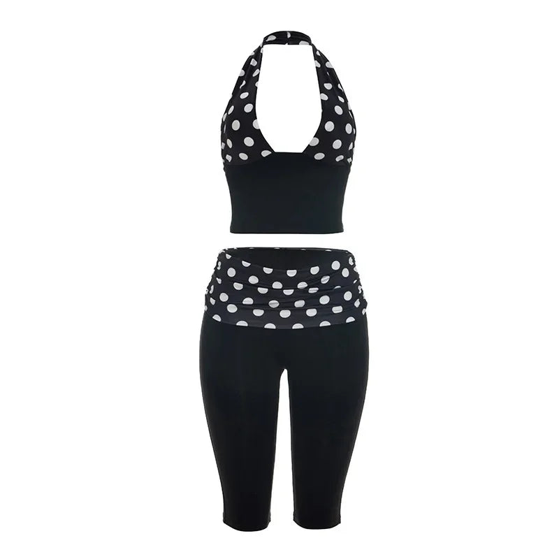 Women's Polka Dot Backless Halter Two Piece Set - Additional View 7