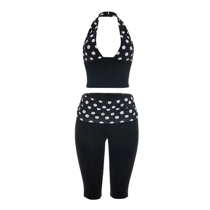 Women's Polka Dot Backless Halter Two Piece Set - Additional View 7