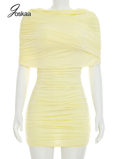 Wholesale Women's Ruched Bodycon Mini Dress Pink – Back View