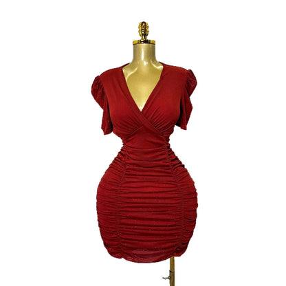Women's Sequin Ruched V-neck Bodycon Mini Dress - Additional View 7