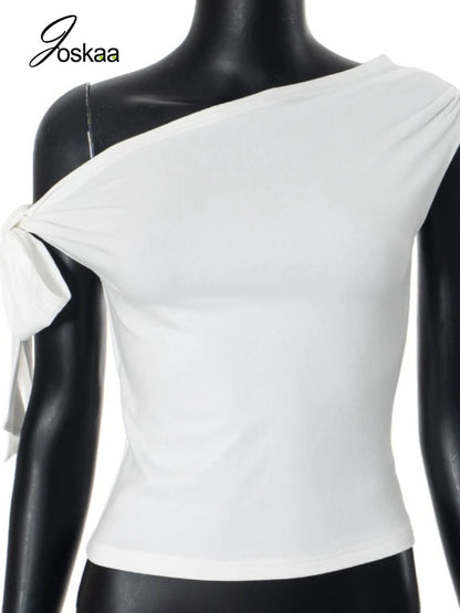 Women's Ruched Sleeveless Asymmetrical Solid Tshirt Top Blue – Side View