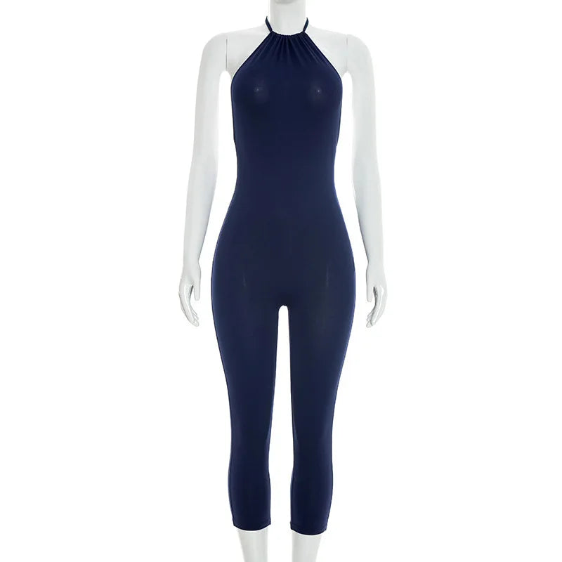 Joskaa Ruched Backless Halter Bodycon Jumpsuit - jumpsuit image 5