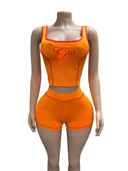 Women's Crop Line Patchwork Sporty Two Piece Set