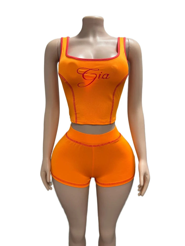 Women's Crop Line Patchwork Sporty Two Piece Set