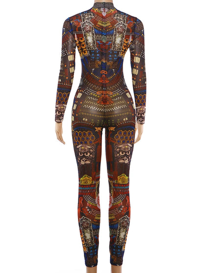 Joskaa Mesh Zip Up Long Sleeve Bodycon Romper - romper image 4