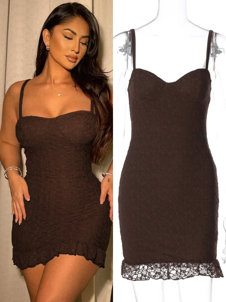 Women's Lace Sleeveless Bodycon Mini Dress - Additional View 8