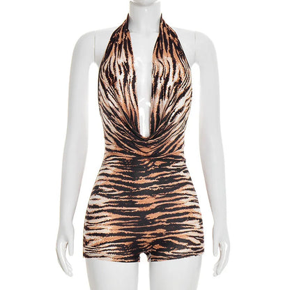 Women's Backless Halter Sleeveless Romper