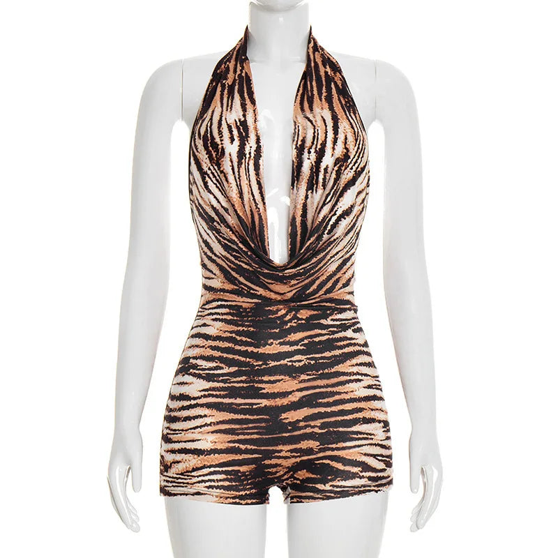 Women's Backless Halter Sleeveless Romper